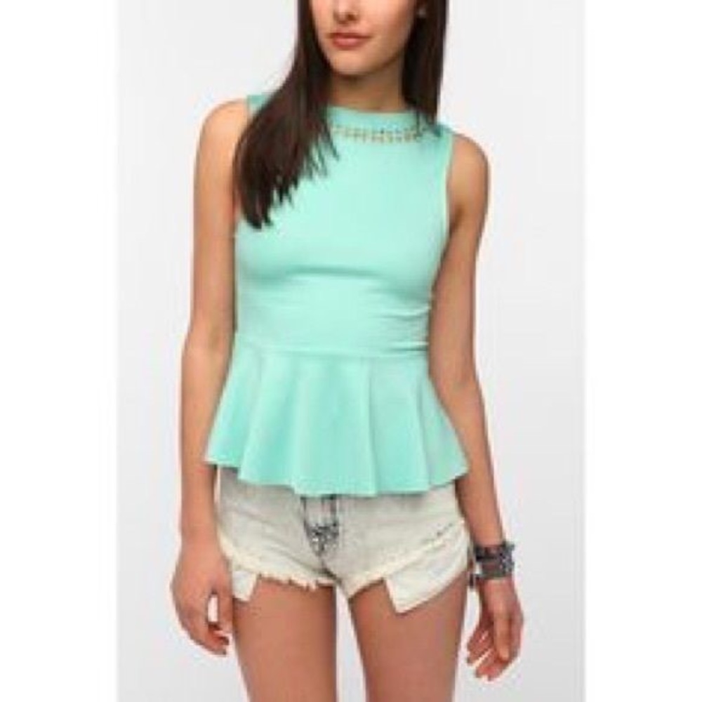 Sparkle and Fade mint peplum top